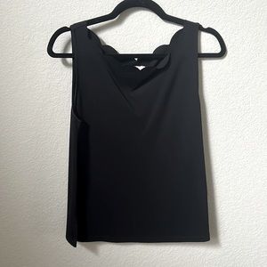 Ari + Ali for Anthropologie Black Scalloped Tank